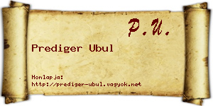 Prediger Ubul névjegykártya